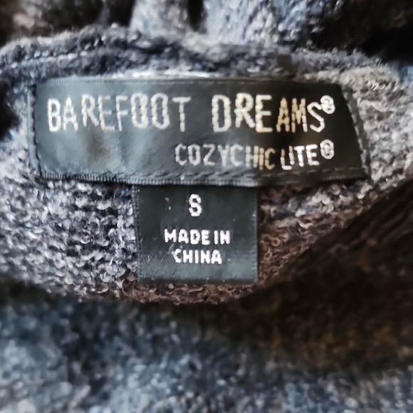 Barefoot Dreams CozyChic Lite Cardigan Gray Hooded Open Front Cozy Luxe - Picture 8 of 9